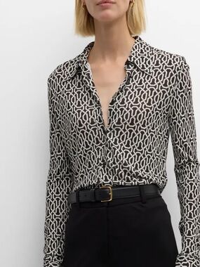 Nili Lotan Celestine Button Front Shirt Size Medium